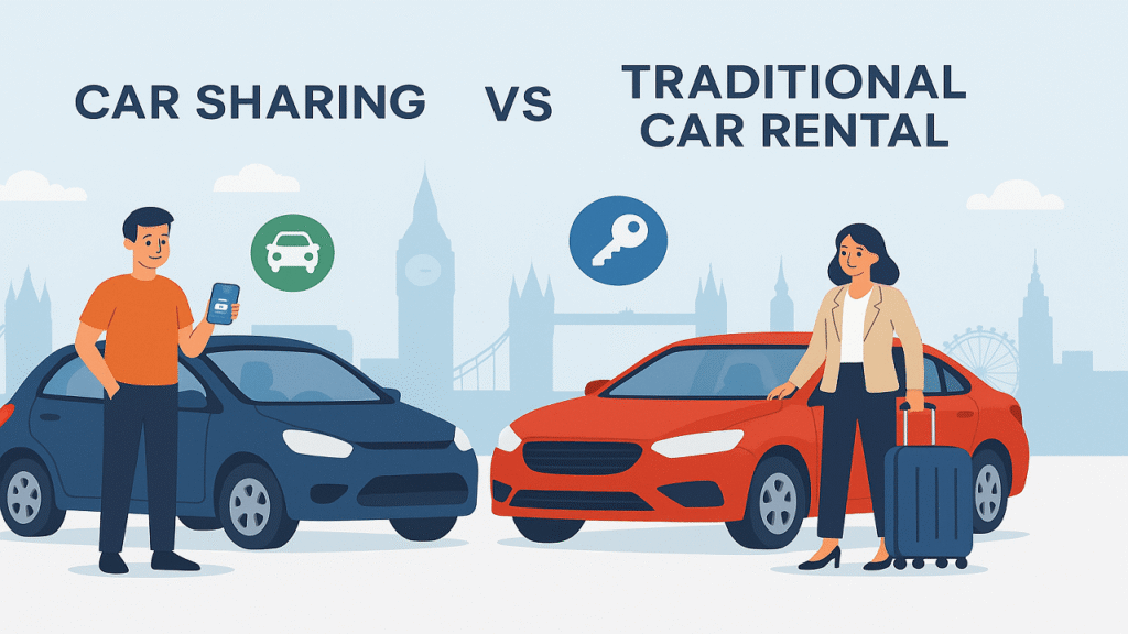 Discover the key differences between car sharing and traditional car rental in London. Learn which option offers better convenience, cost savings, and flexibility for your travel needs.